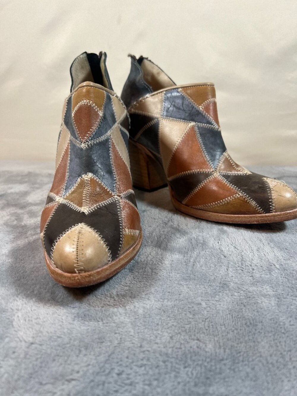 Freebird patchwork ankle booties 10M